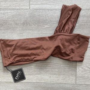 Zaful Chocolate One-Shoulder Top